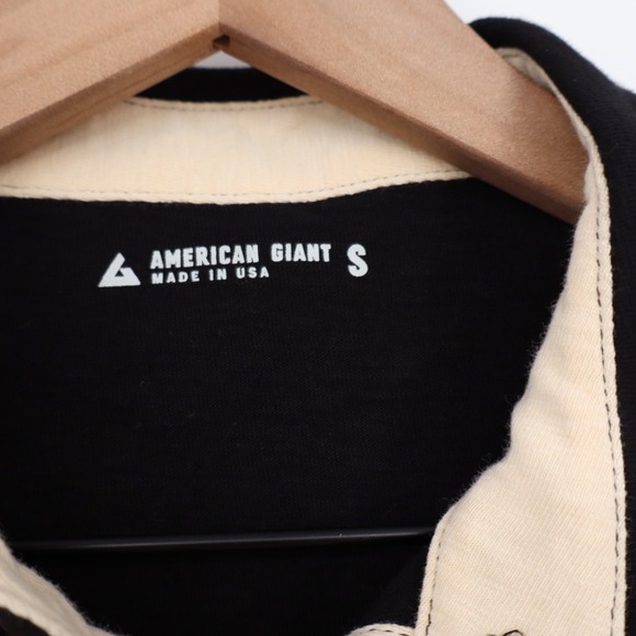 American Giant Long Sleeve Black Polo Shirt Made in USA Size S - Picture 3 of 6